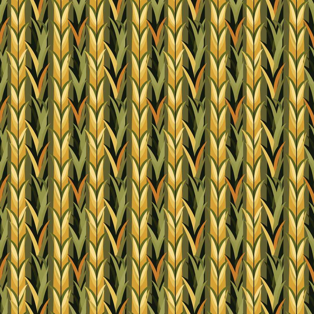 Abstract Vertical Leaf Stripes in Earthy Green and Gold