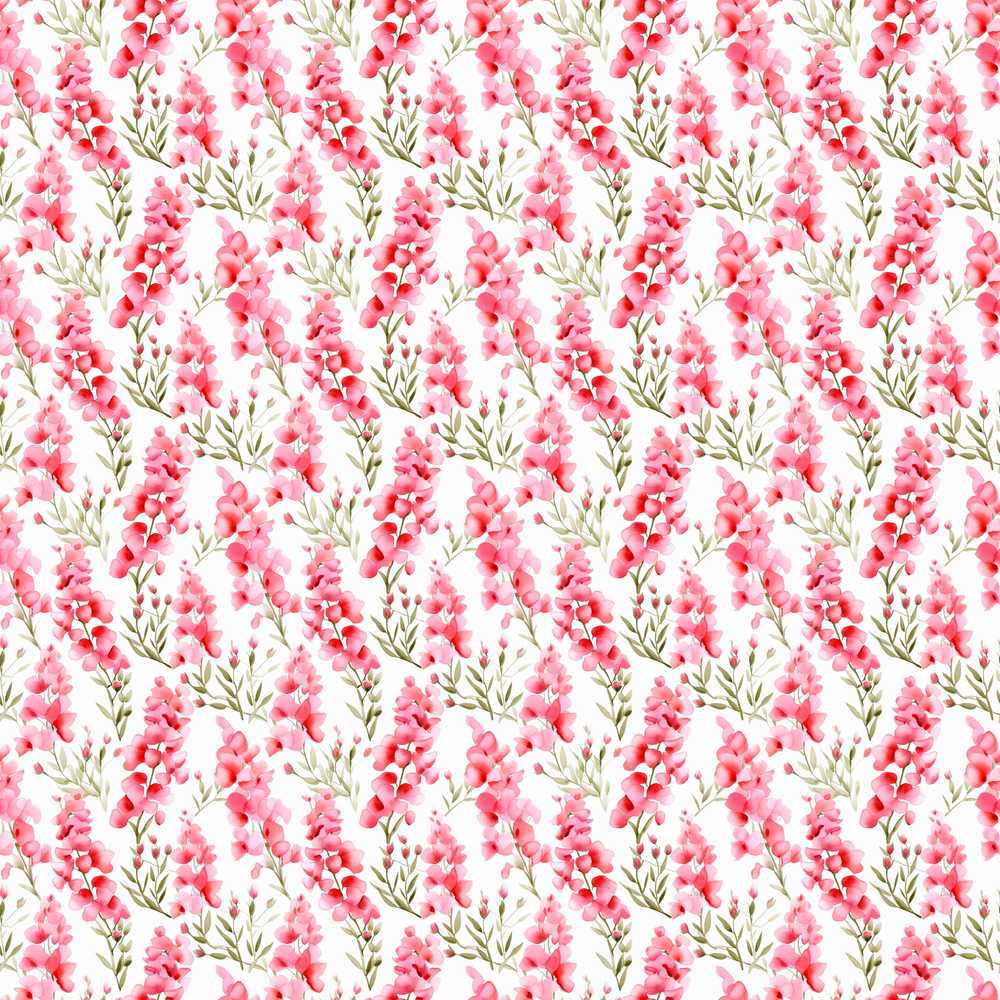 Delicate Pink Watercolor Blossom Sprigs on Soft Background Wildflower