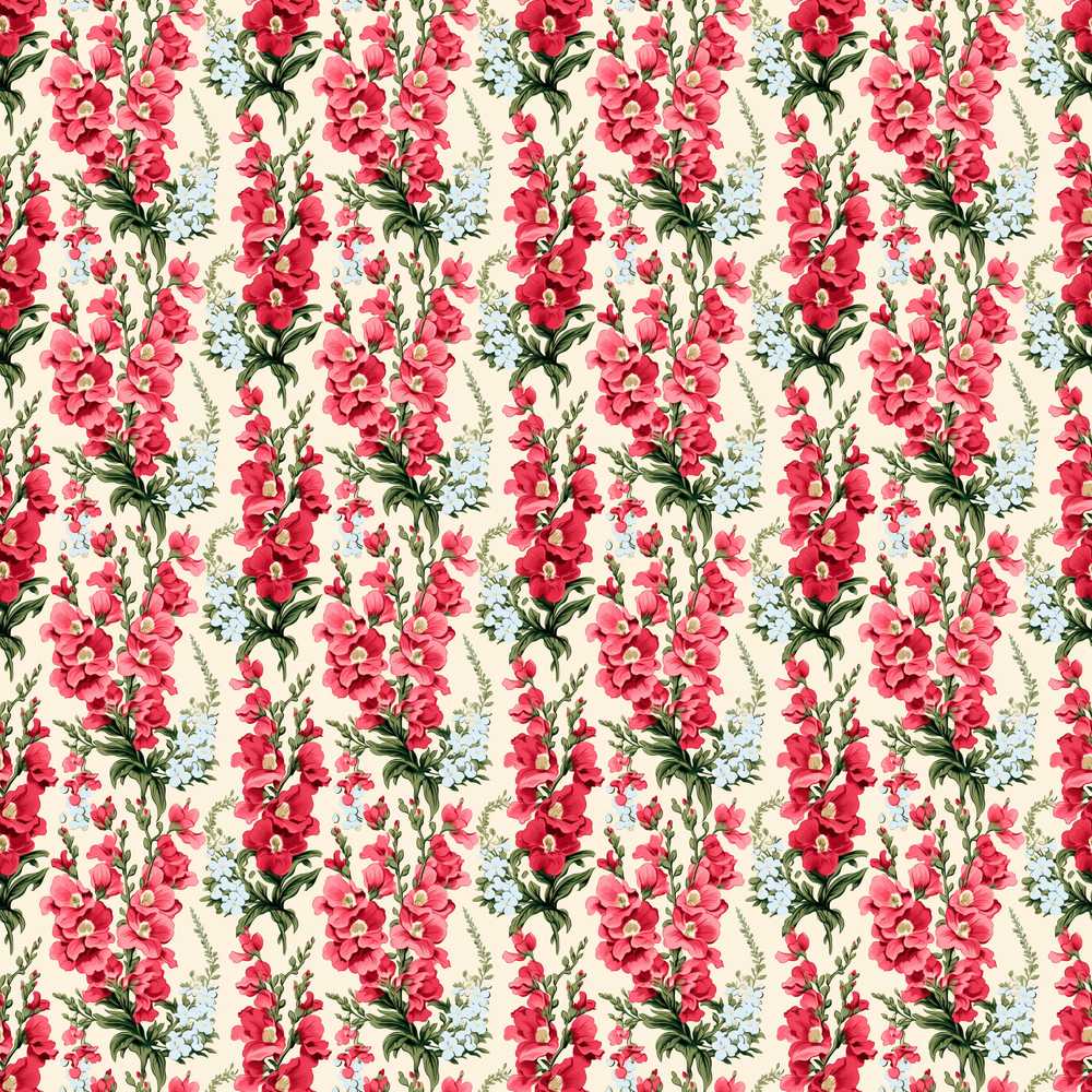 Classic Pink and Red Garden Flowers on Neutral Background
