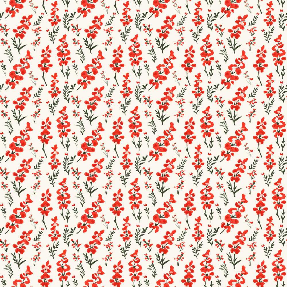 Minimal Red Floral Sprigs on Light Neutral Background Wildflower