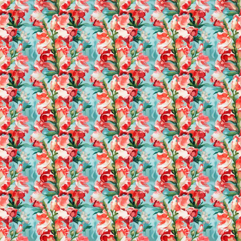Painterly Red and White Floral Blooms on Teal Background