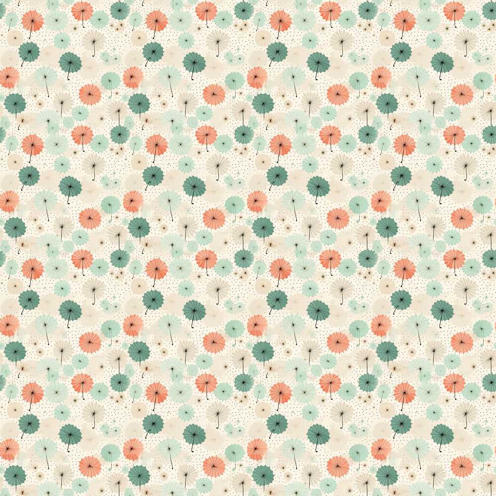 Soft Pastel Umbrellas with Vintage Speckled Background Decorative