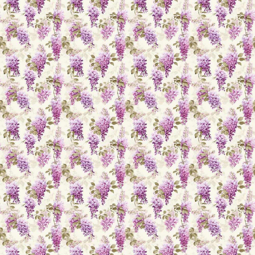 Soft Lilac Wisteria Hanging Blossoms Botanical Wildflower Pattern
