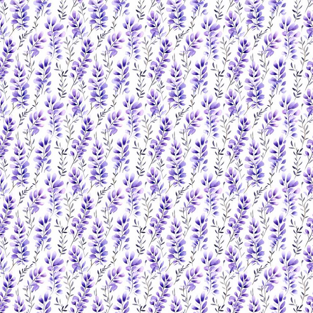 Minimal Lavender Botanical Stems on Light Background Wildflower Pattern