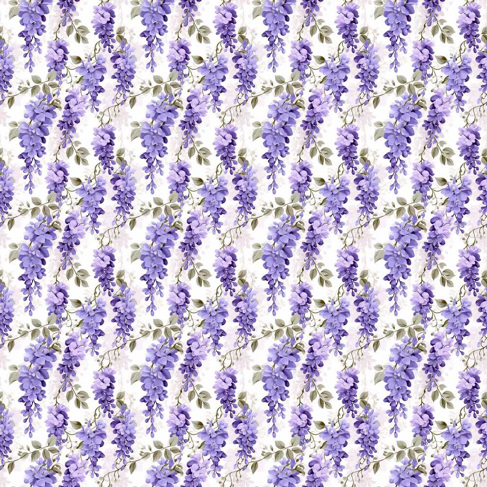 Soft Lilac Wisteria Floral Cascading Branches Wildflower Pattern Botanical