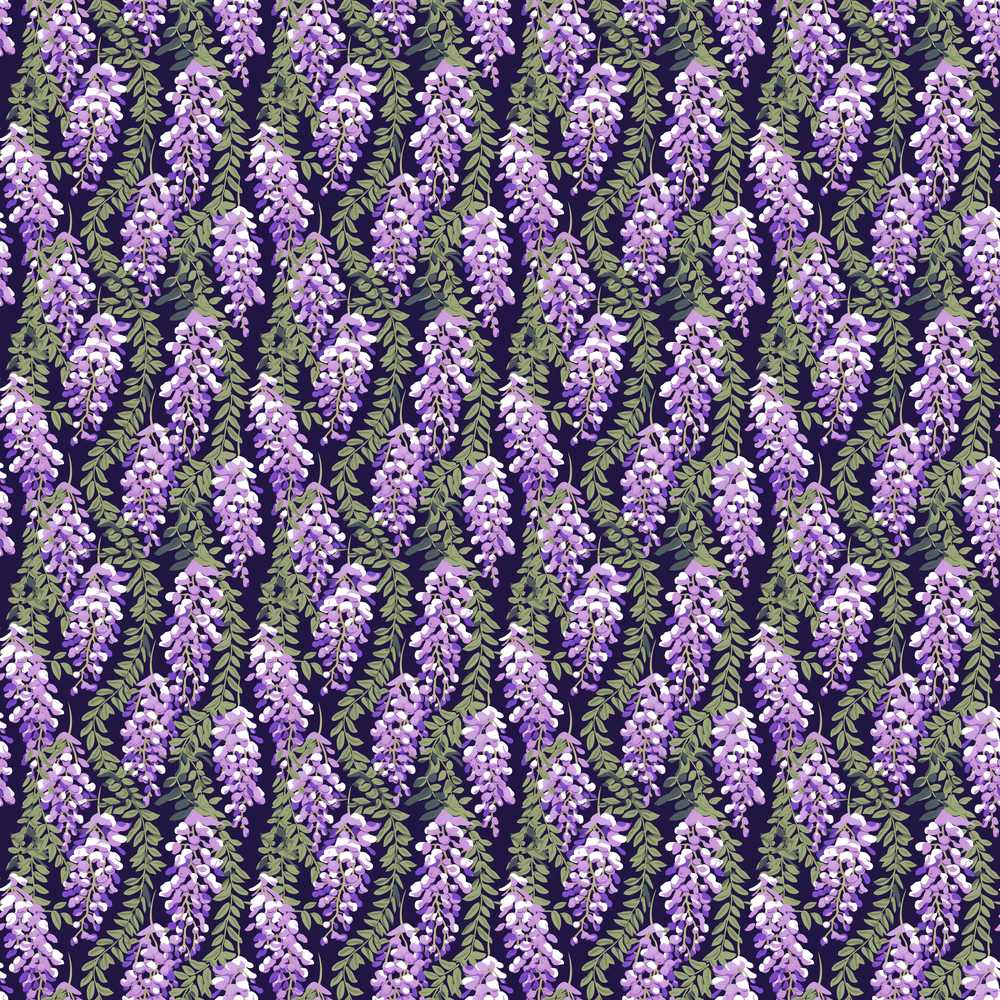 Purple Wisteria Vine Clusters with Natural Green Leaves Wildflower