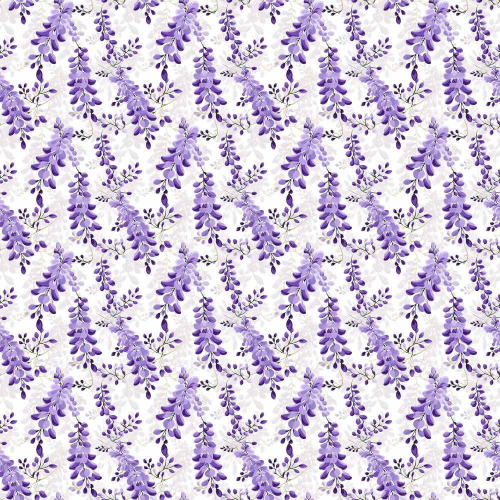 Light Grey Background Purple Wisteria Branches Minimal Decorative