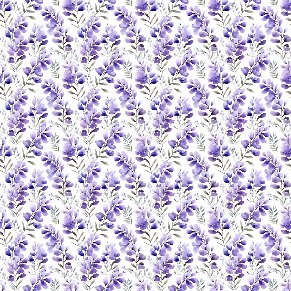 Delicate Watercolor Purple Floral Stems Soft Botanical Wildflower Pattern
