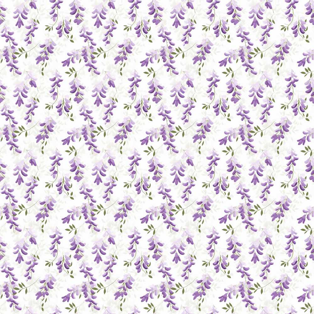 Subtle Lavender Hanging Blossoms on Pale Background Wildflower Pattern