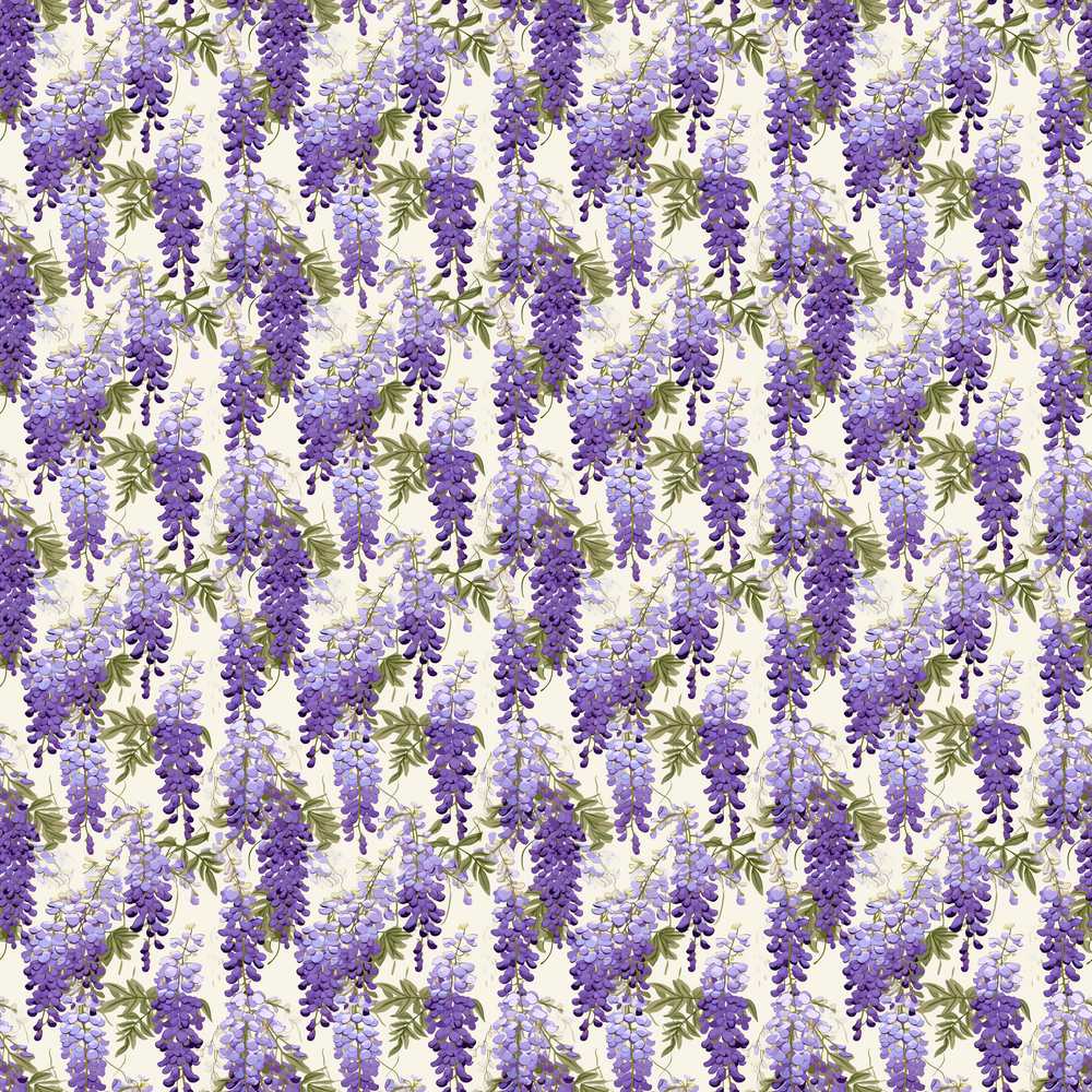 Elegant Purple Wisteria Hanging Blossoms Floral Wildflower Pattern Botanical