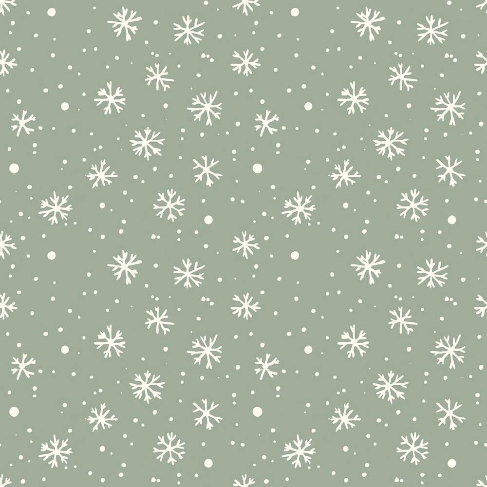 Sage Green Background Snowflake Winter Festive Holiday Seasonal
