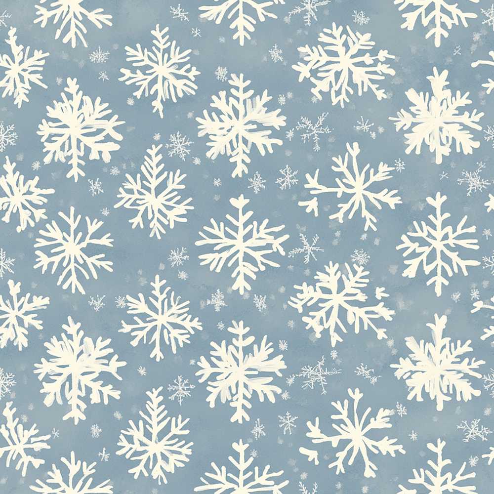 Blue Background Large Snowflake Winter Festive Holiday Seasonal