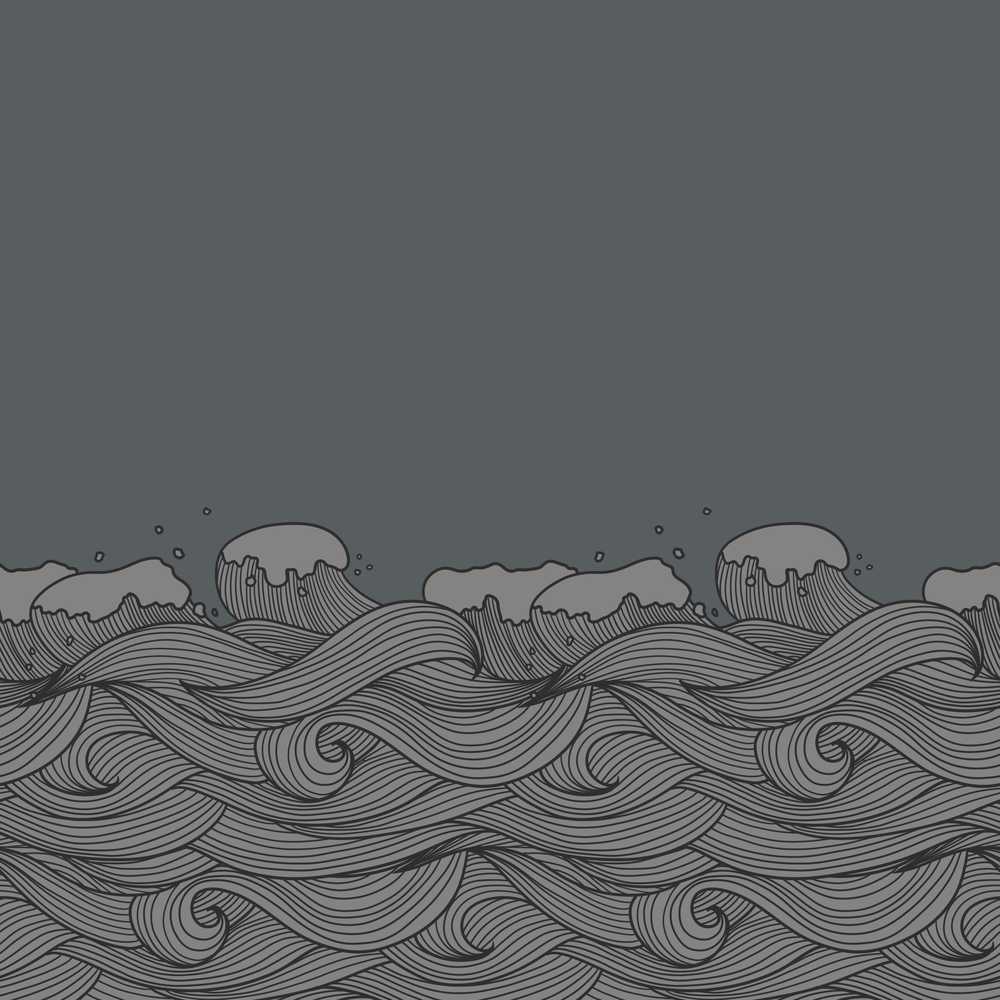Minimal Ocean Wave Line Art On Grey Background