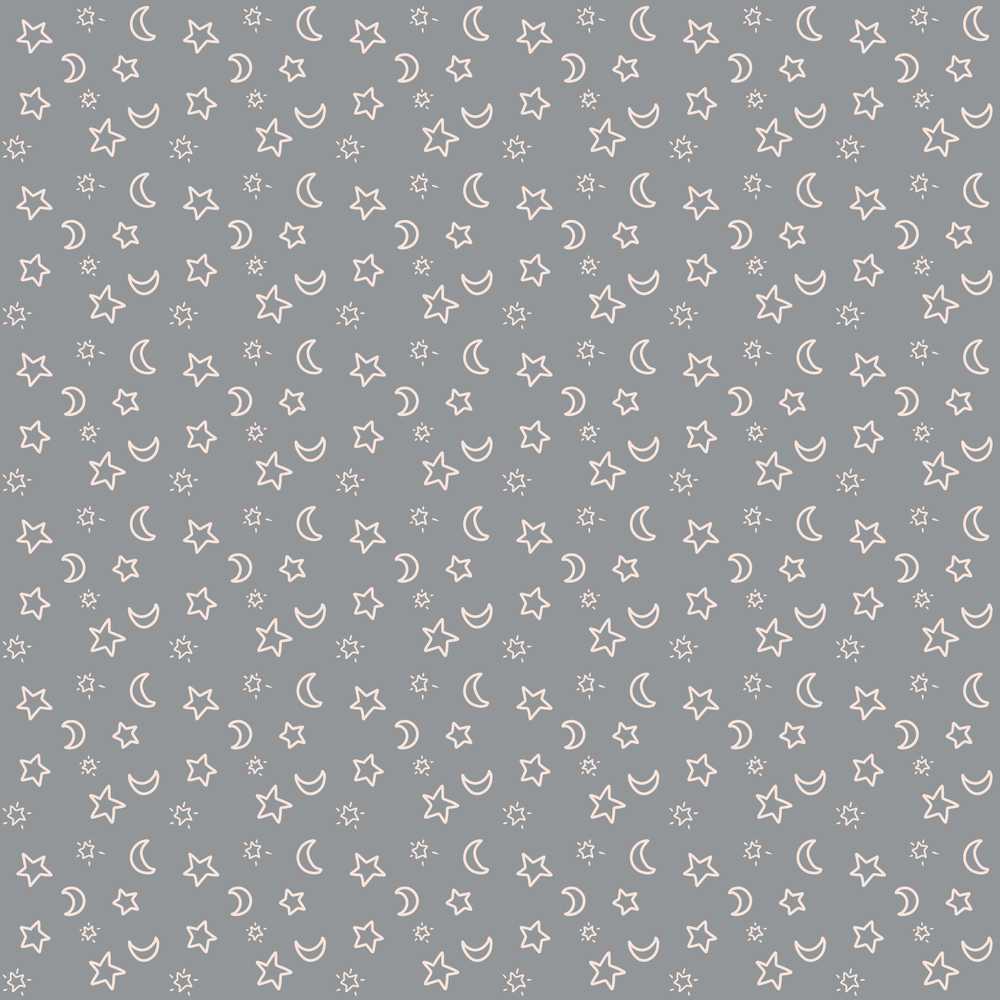 Soft Grey Stars And Crescent Moon Cosmic Illustration