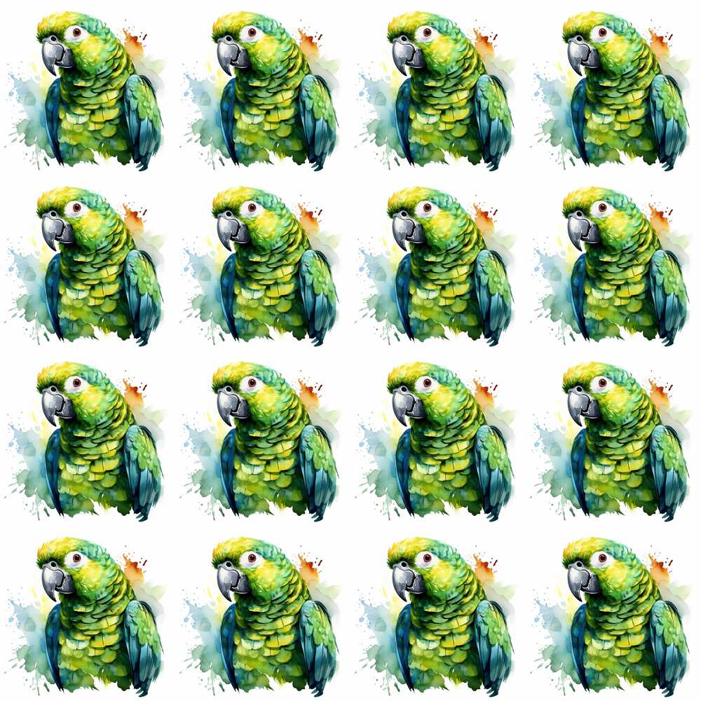 Watercolor Green Parrot Splash Art Decorative Repeat Pattern