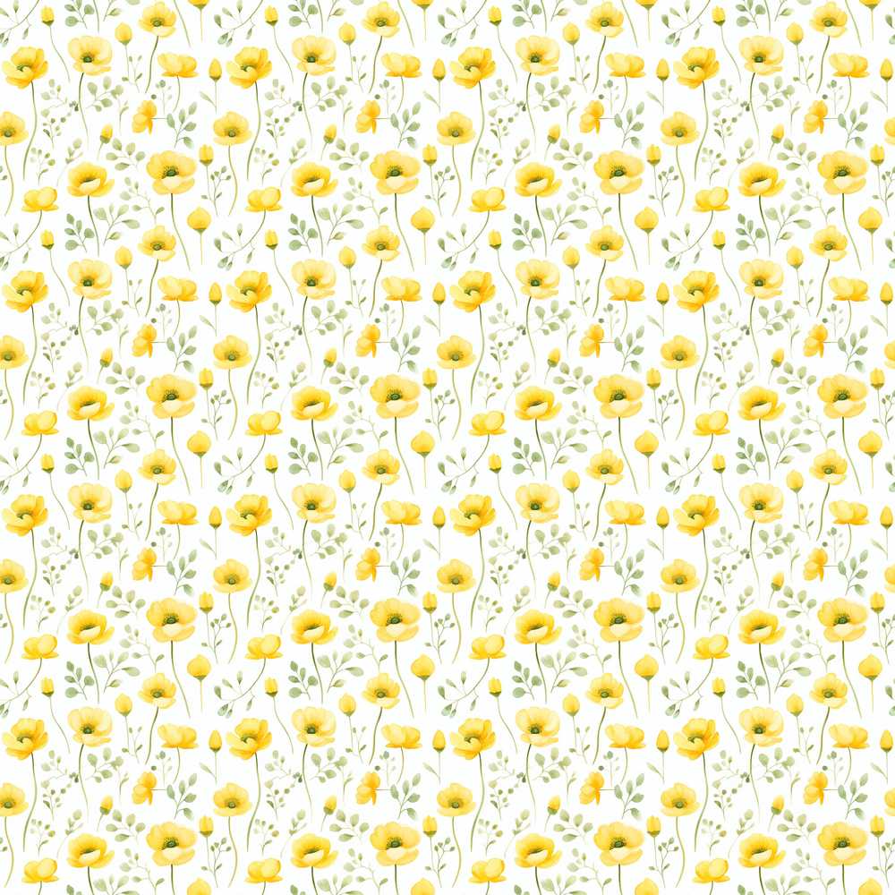 Soft Yellow Floral Wildflower Meadow Pattern Botanical