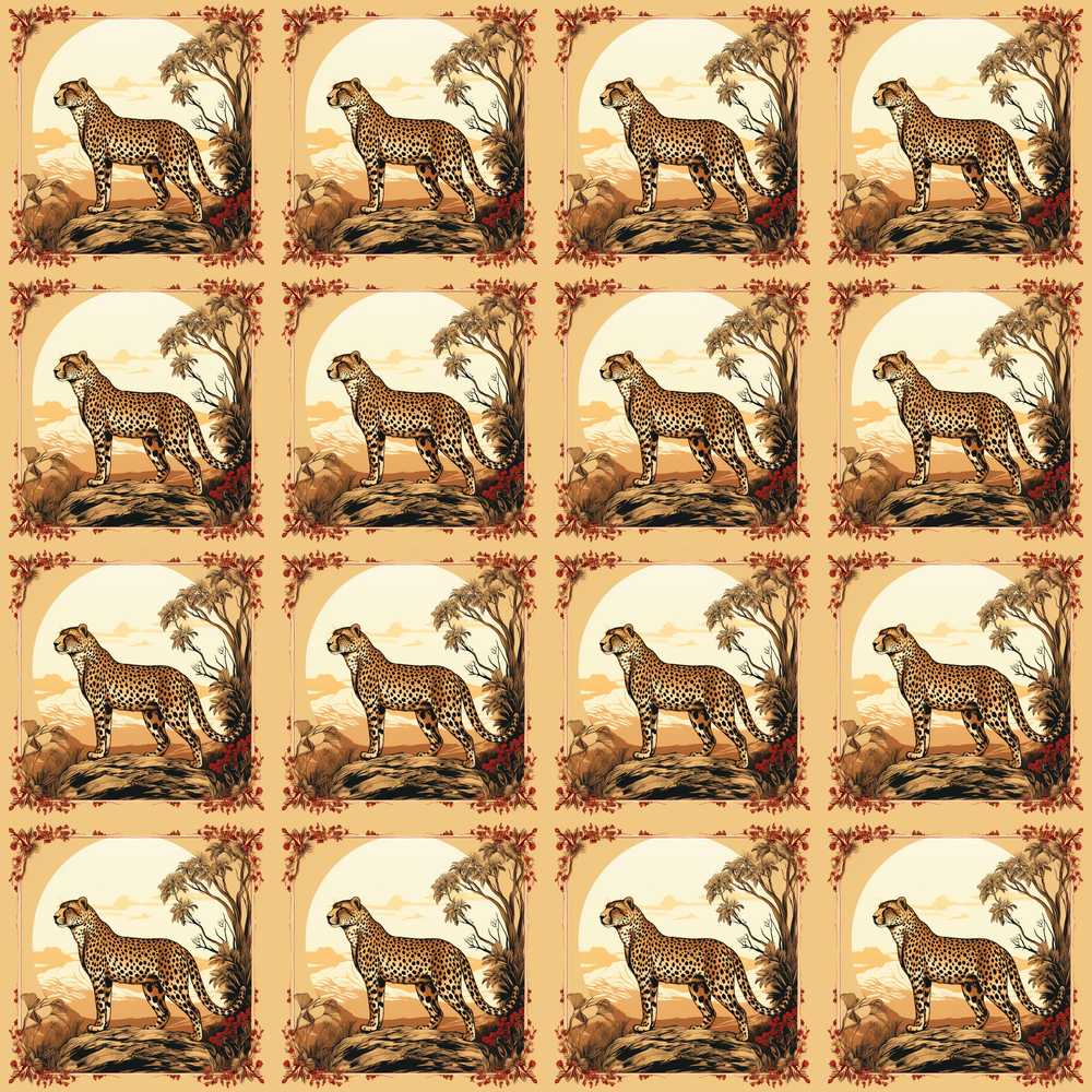 Artistic Cheetah Nature Scene Arch Frame Decorative Repeat