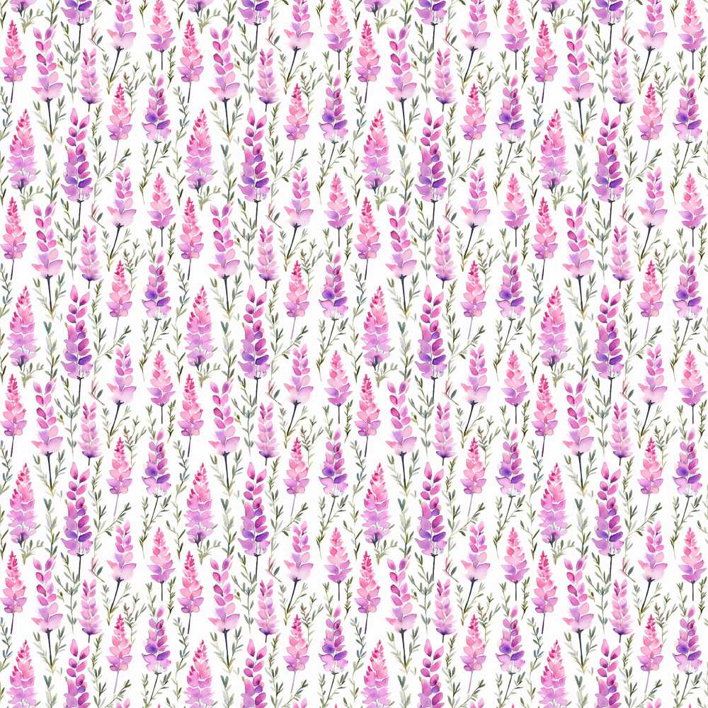 Purple Wildflower Meadow Watercolor Pattern Botanical Decorative