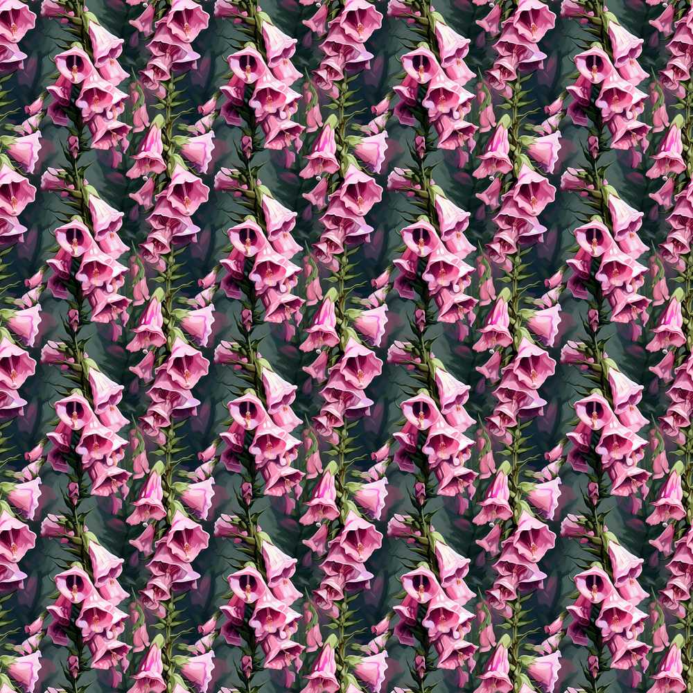 Pink Foxglove Flowers Botanical Garden Wildflower Pattern