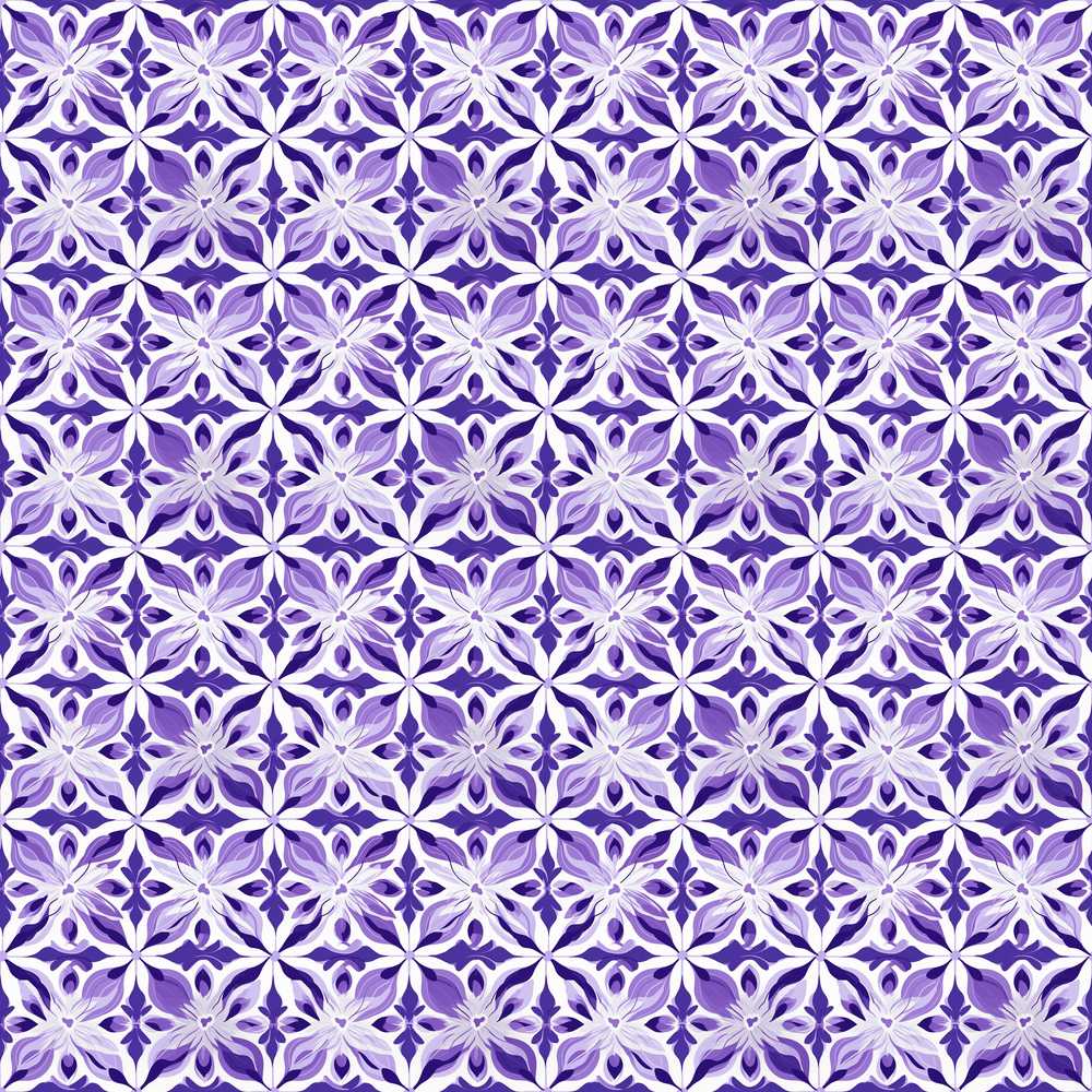 Purple Geometric Floral Tile Decorative Wildflower Pattern Botanical