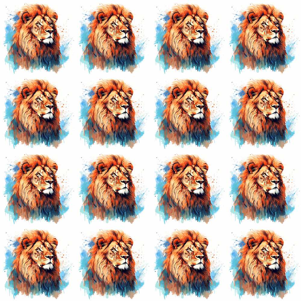 Colorful Lion Face Artistic Paint Splash Illustration Repeat