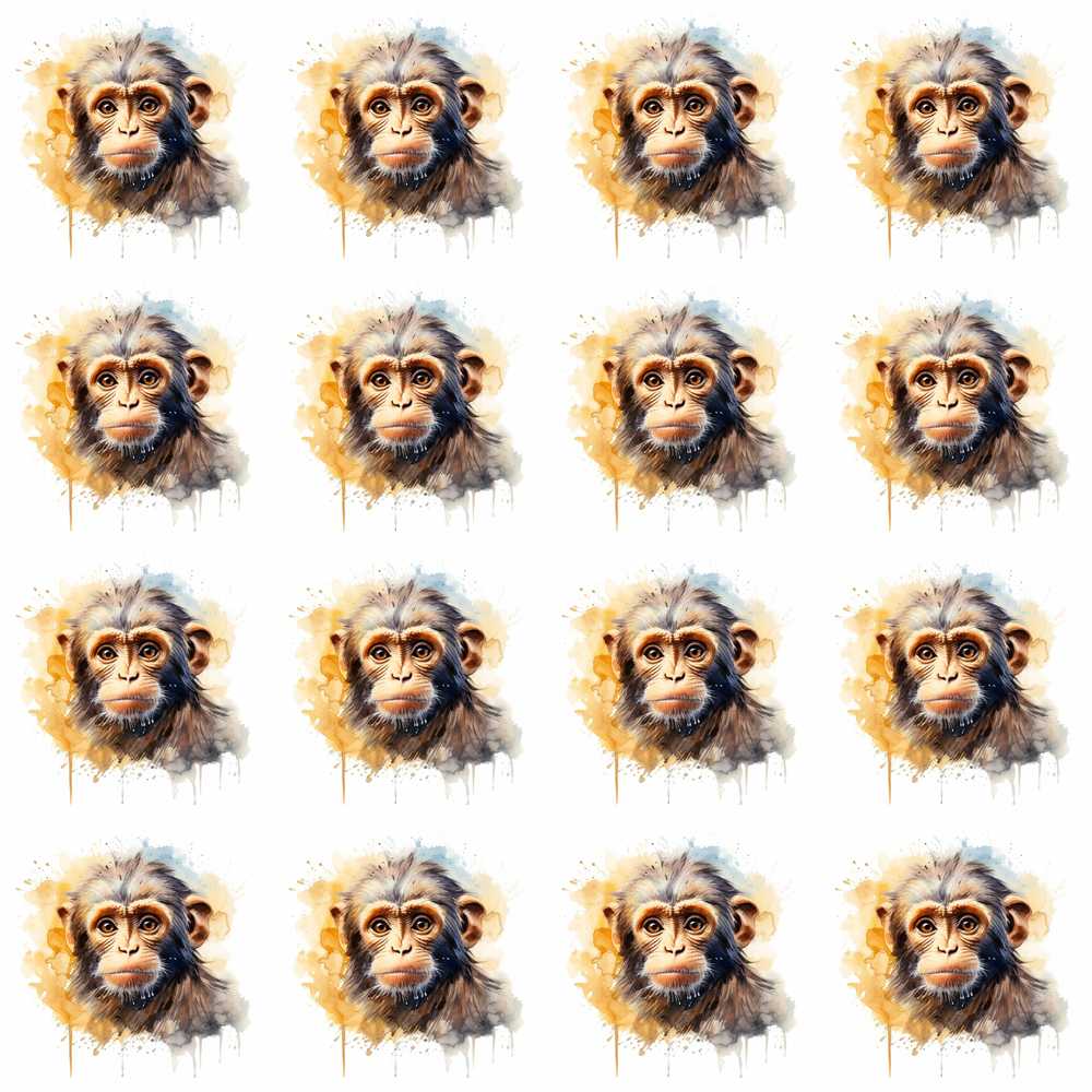 Watercolor Baby Monkey Cute Animal Splash Illustration Repeat
