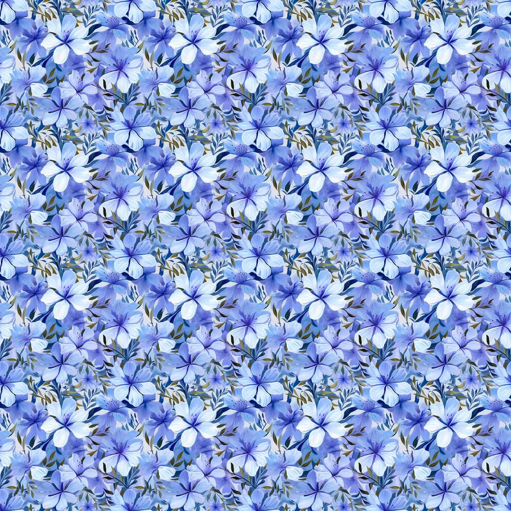 Blue Floral Blossom Botanical Garden Wildflower Pattern
