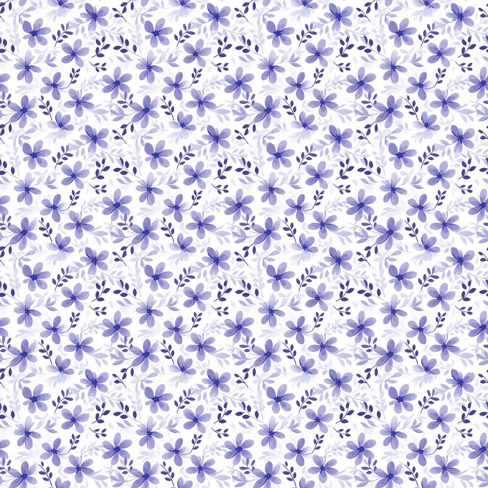 Purple Ditsy Floral Leaf Soft Pastel Wildflower Pattern Botanical