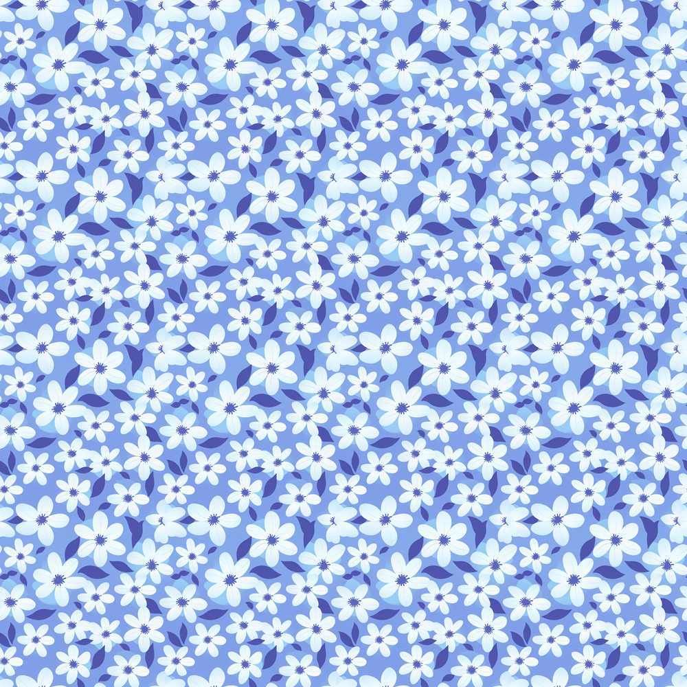 Blue White Daisy Floral Soft Botanical Background Wildflower Pattern