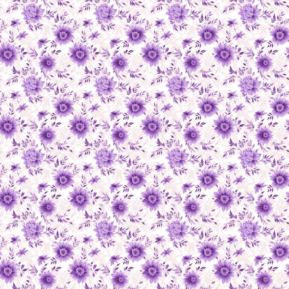 Purple Floral Garden Soft Elegant Botanical Style Wildflower Pattern