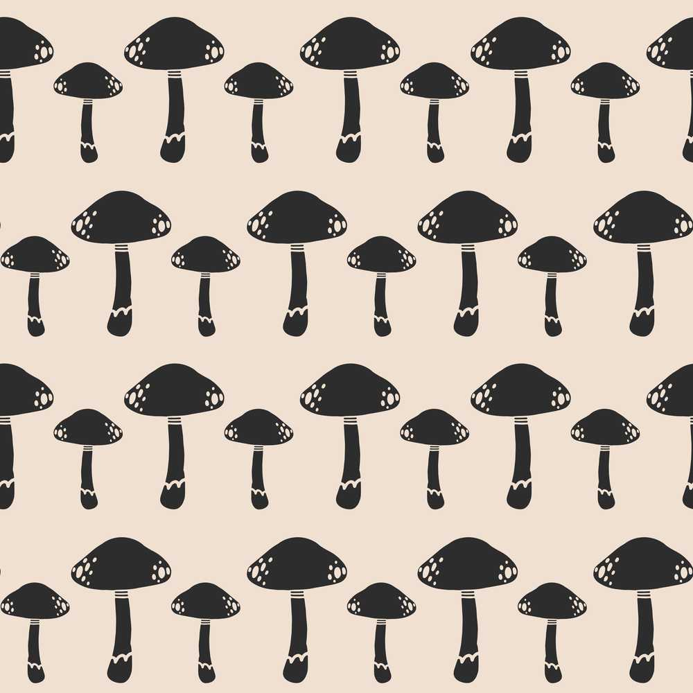 Minimal Black Mushroom Illustration Cute Nature Theme Decorative