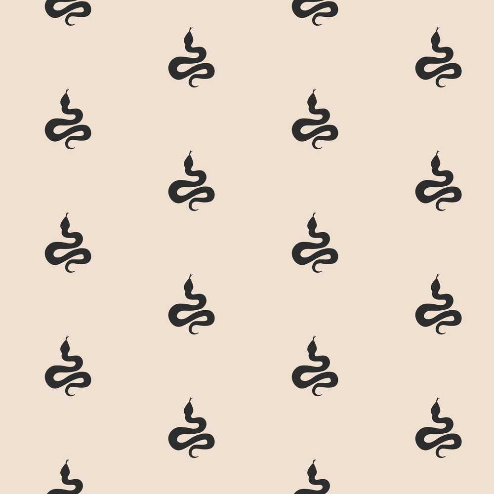 Minimal Black Snake Silhouette on Neutral Background Decorative
