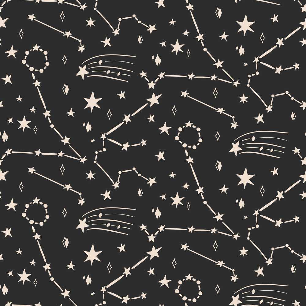 Celestial Star Constellation Night Sky Decorative Repeat Pattern