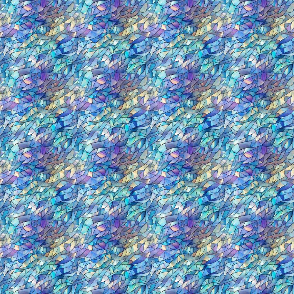 Abstract Blue Mosaic Glass Waves Artistic Texture Art
