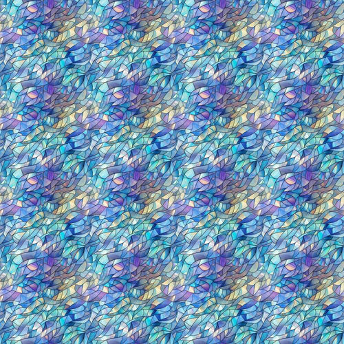 Abstract Blue Mosaic Glass Waves Artistic Texture Art