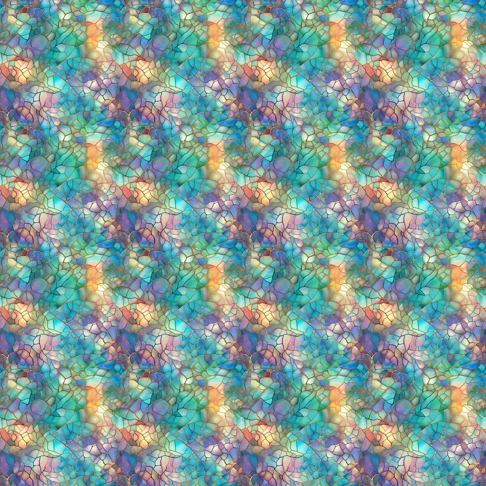 Turquoise Mosaic Glass Floral Artistic Tile Texture Wildflower Pattern