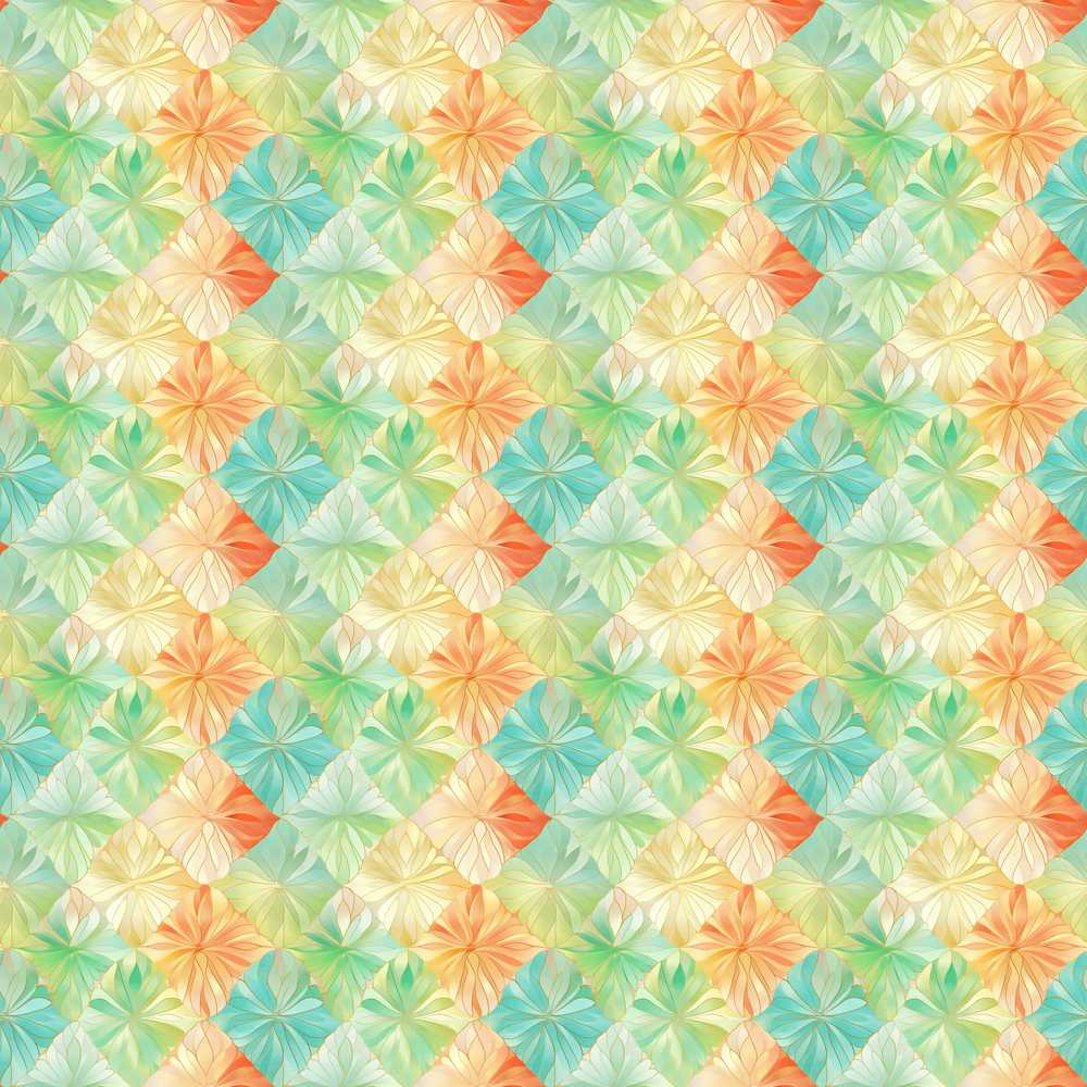 Geometric Pastel Leaf Tile Modern Botanical Wildflower Pattern