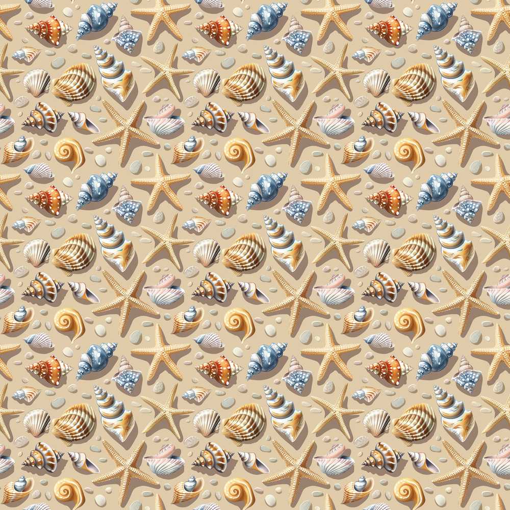 Seashells and Starfish Beach Coastal Ocean Illustration Pattern