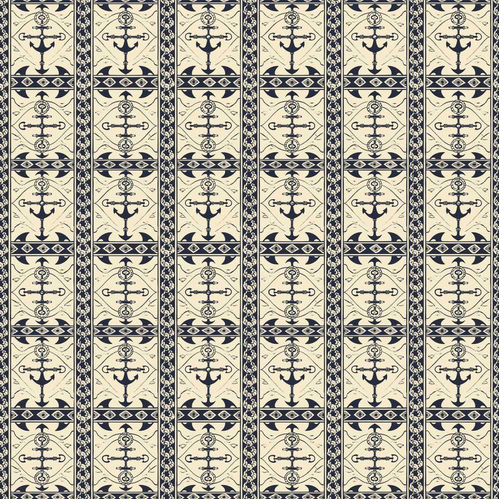 Nautical Anchor Stripe Classic Marine Vintage Coastal Illustration