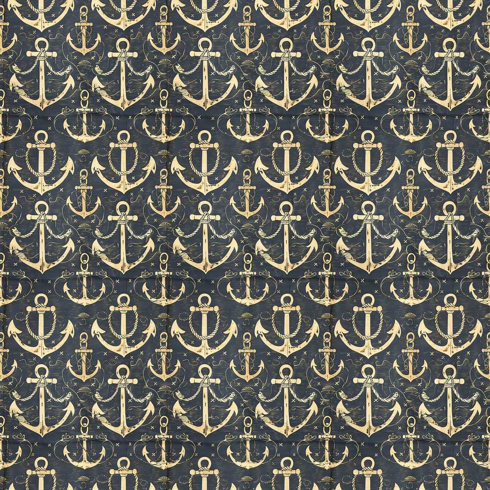 Vintage Anchor Rope Maritime Rustic Nautical Coastal Illustration