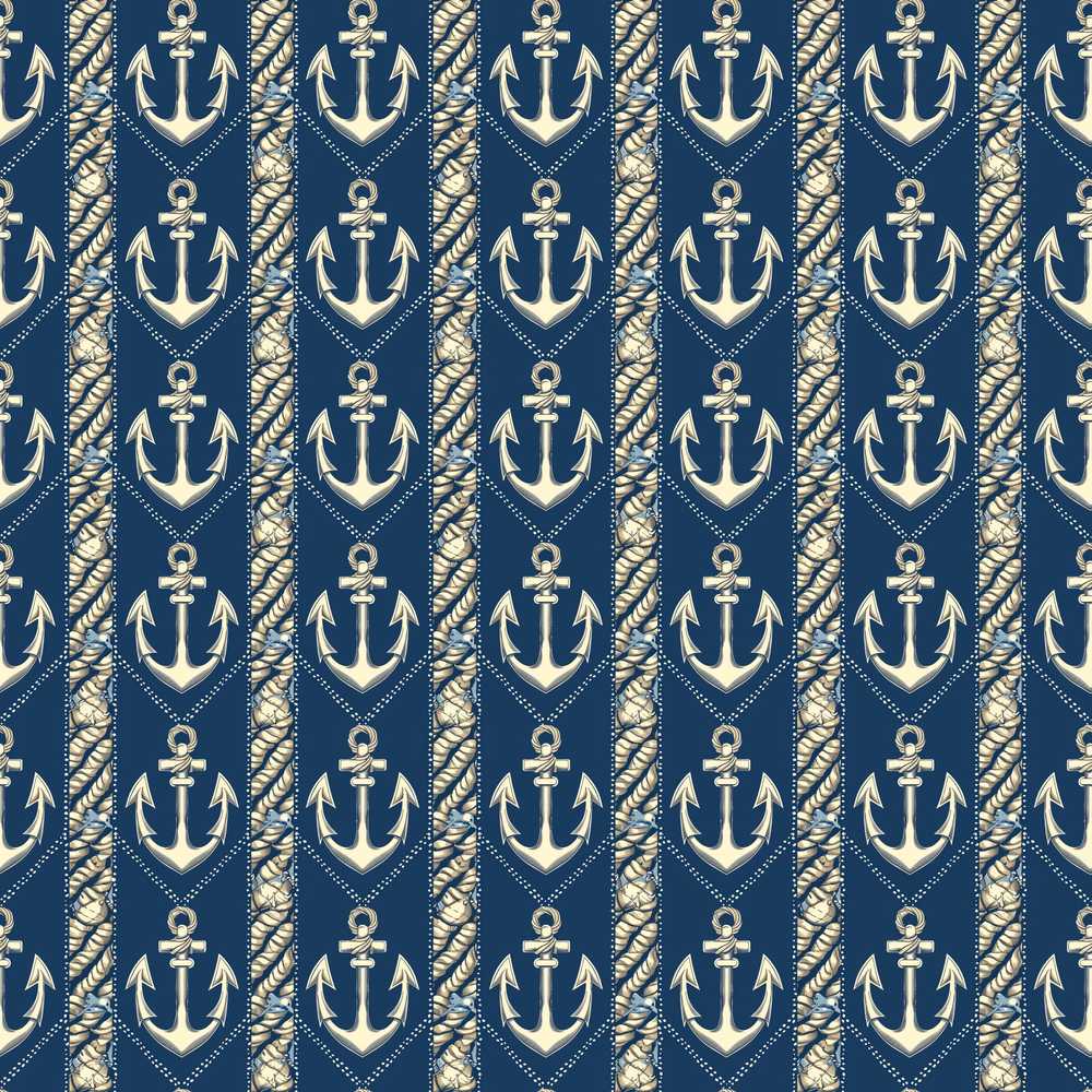 Nautical Anchor Rope Stripe Classic Marine Ocean Theme
