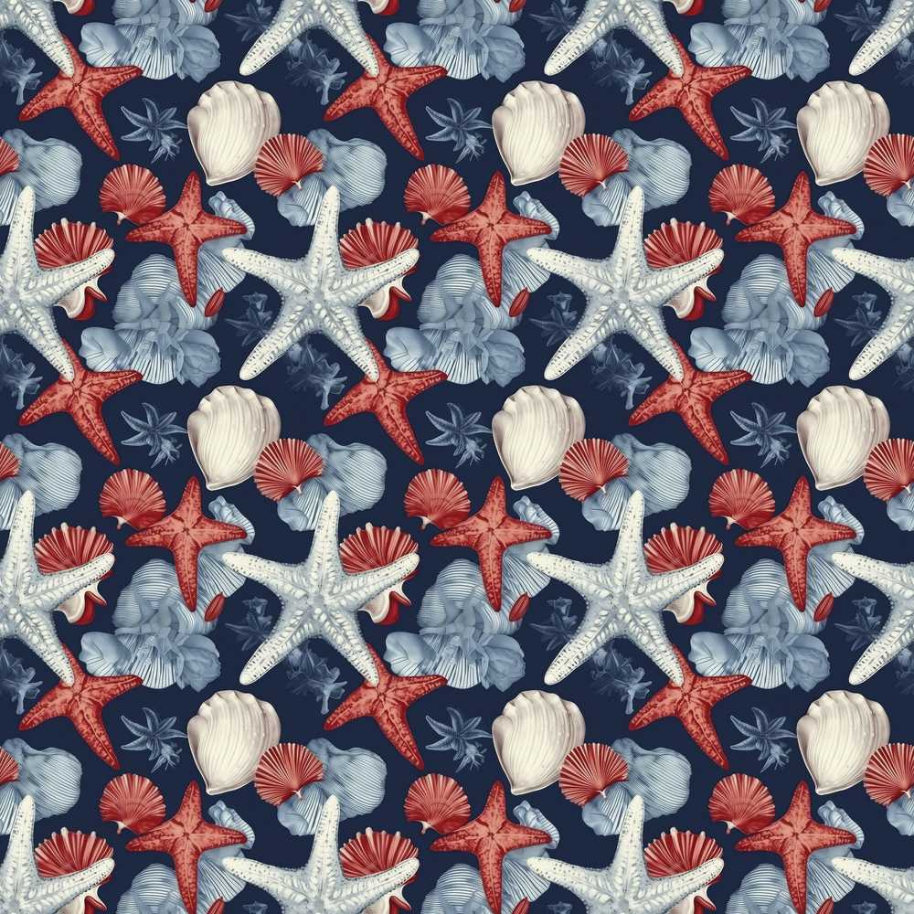 Vintage Starfish Seashell Ocean Coastal Marine Life Illustration