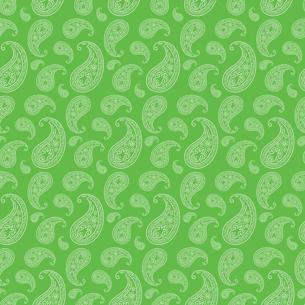 Green Paisley Bandana Floral Ornamental Wildflower Pattern Botanical