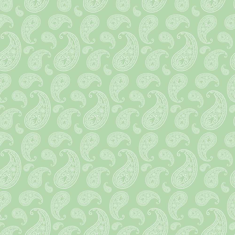 Soft Mint Paisley Vintage Floral Wildflower Pattern Botanical