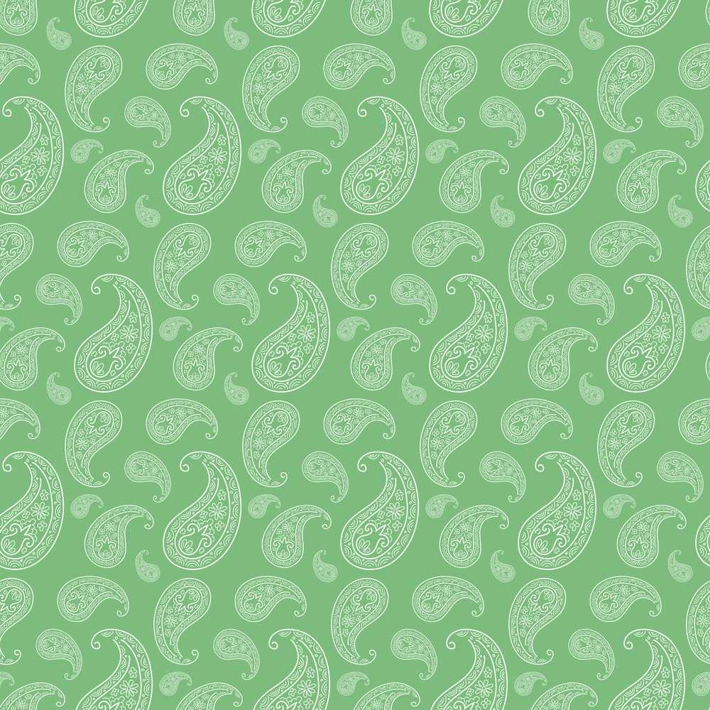 Light Green Paisley Decorative Bandana Style Repeat Pattern
