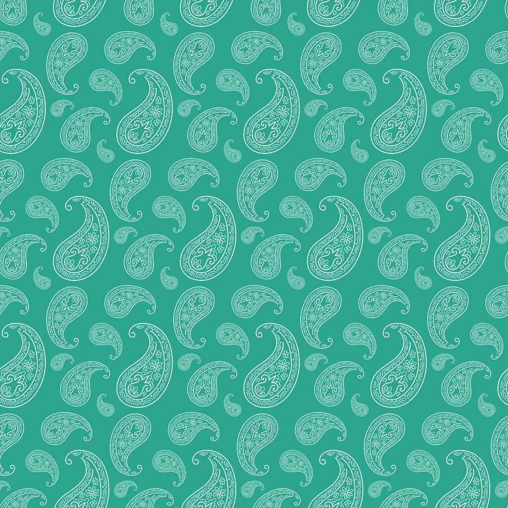 Dark Teal Paisley Classic Floral Wildflower Pattern Botanical
