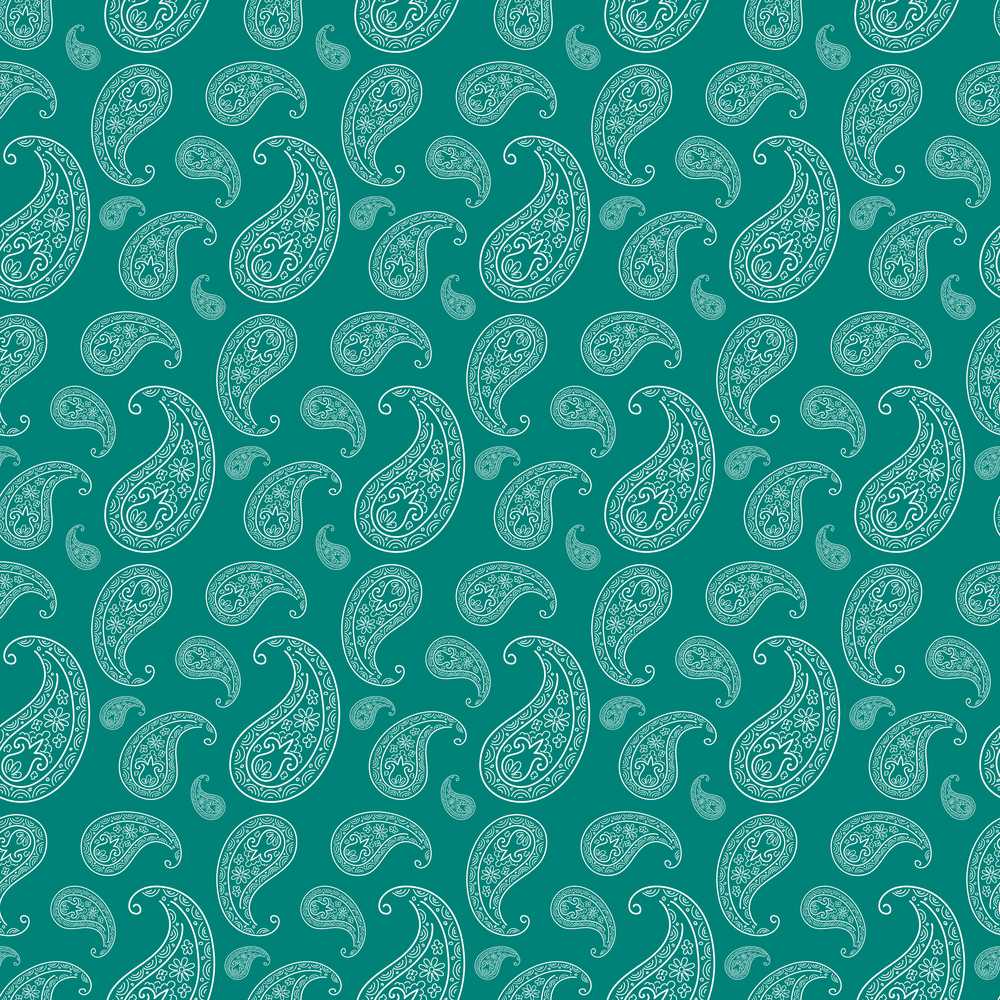 Soft Aqua Paisley Vintage Decorative Repeat Pattern Design