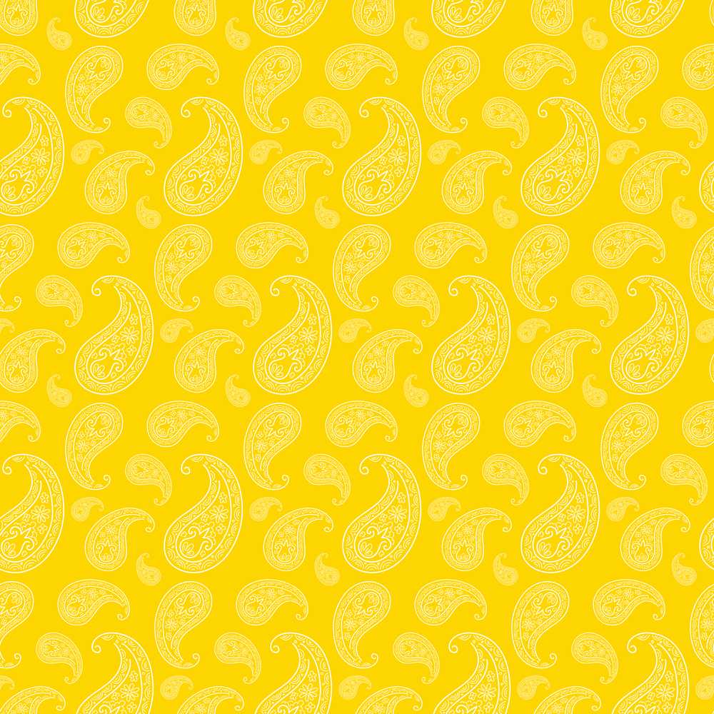 Yellow Paisley Bandana Style Bright Ornamental Decorative Repeat