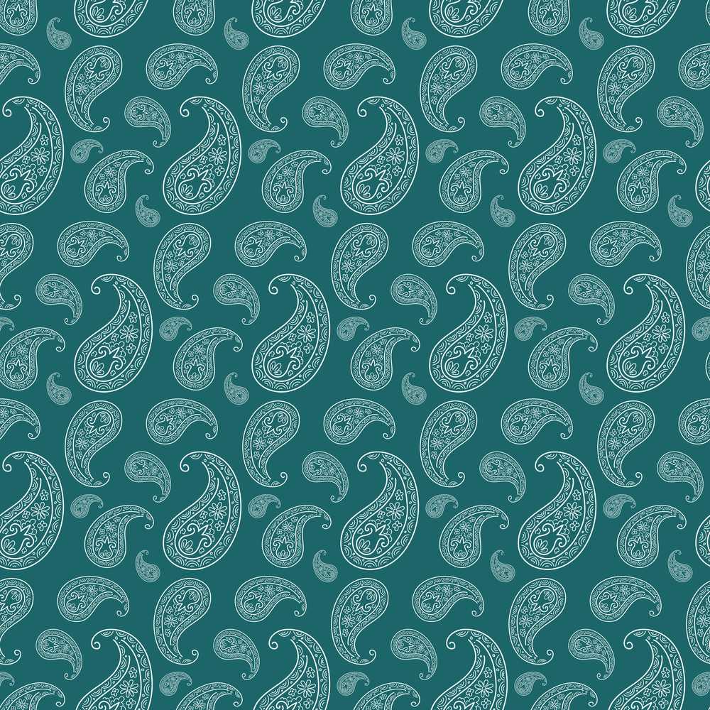 Dark Teal Paisley Floral Bandana Classic Wildflower Pattern Botanical