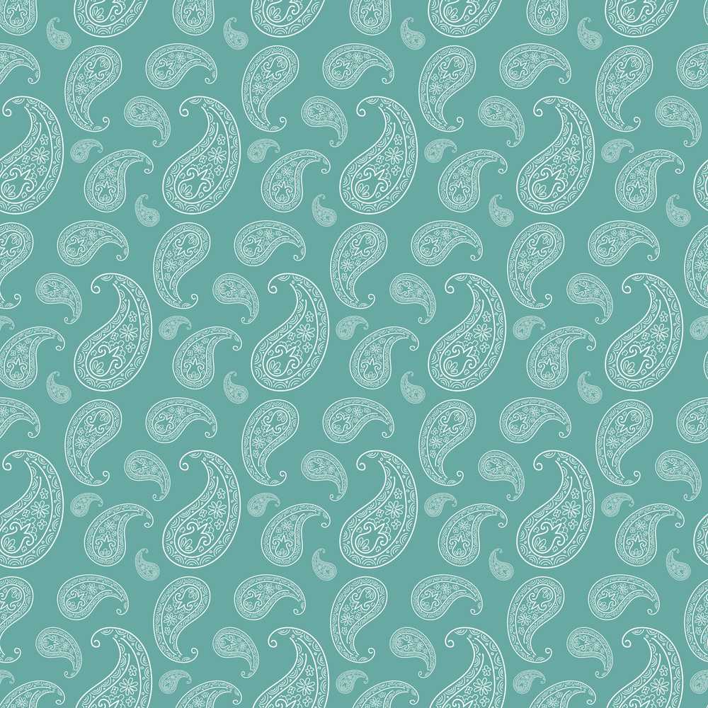 Deep Teal Paisley Vintage Bandana Decorative Repeat Pattern
